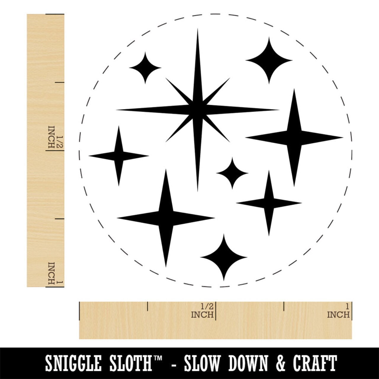 Retro Vintage Four Pointed Stars Rubber Stamp for Stamping Crafting Planners